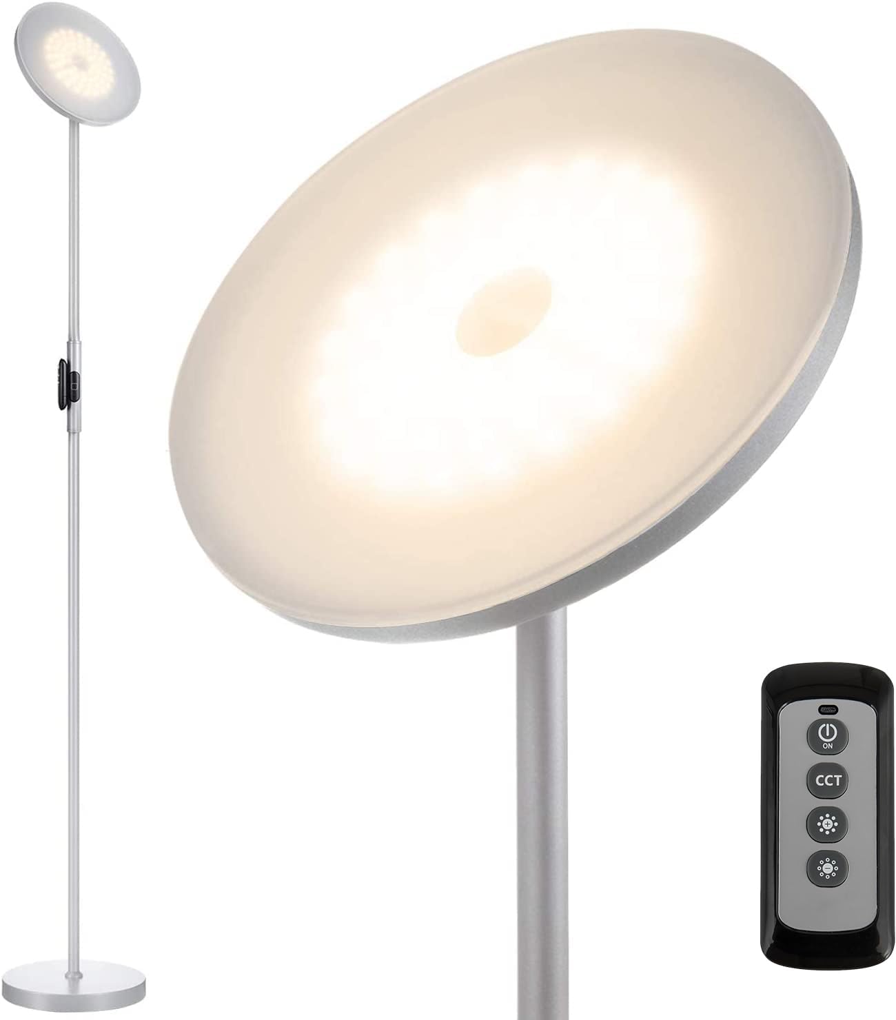 JOOFO Floor Lamp,30W/2400LM Sky LED Modern Torchiere 3 Color Temperatures Super Bright-Tall Standing Pole Light with Remote & Touch Control for Living Room,Bed Room,Office (Black) - Grand Goldman