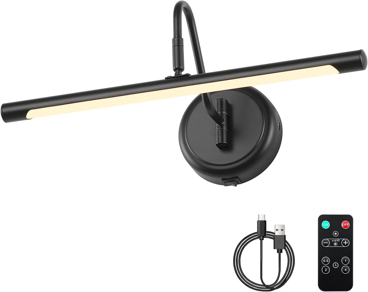 JOOSENLUX Modern Wall Lights Battery Operated Gold Wireless Picture Lights for Wall 16.5" Inch Dimmable Under Counter Lights for Kitchen with Swing Arm as Canvas Wall Sconce Light 3000K CRI95+ - Grand Goldman