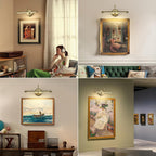 JOOSENLUX Modern Wall Lights Battery Operated Gold Wireless Picture Lights for Wall 16.5" Inch Dimmable Under Counter Lights for Kitchen with Swing Arm as Canvas Wall Sconce Light 3000K CRI95+ - Grand Goldman