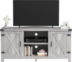 JUMMICO TV Stand, 65 Inch TV Farmhouse Entertainment Center with Double Barn Doors and Storage Cabinets, Console TV Table Media for Living Room, Bedroom (Grey) - Grand Goldman