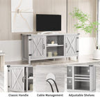 JUMMICO TV Stand, 65 Inch TV Farmhouse Entertainment Center with Double Barn Doors and Storage Cabinets, Console TV Table Media for Living Room, Bedroom (Grey) - Grand Goldman