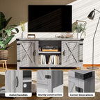 JUMMICO TV Stand, 65 Inch TV Farmhouse Entertainment Center with Double Barn Doors and Storage Cabinets, Console TV Table Media for Living Room, Bedroom (Grey) - Grand Goldman