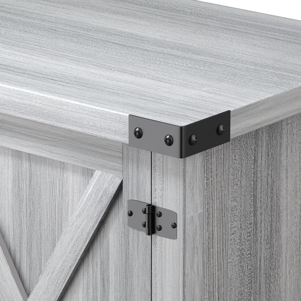 JUMMICO TV Stand, 65 Inch TV Farmhouse Entertainment Center with Double Barn Doors and Storage Cabinets, Console TV Table Media for Living Room, Bedroom (Grey) - Grand Goldman