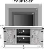 JUMMICO TV Stand, 65 Inch TV Farmhouse Entertainment Center with Double Barn Doors and Storage Cabinets, Console TV Table Media for Living Room, Bedroom (Grey) - Grand Goldman