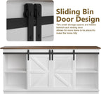 JUMMICO TV Stand for 65 Inch TV, Entertainment Center with Storage Cabinets and Sliding Barn Doors, Mid Century Modern Media TV Console Table for Living Room Bedroom (Bright White) - Grand Goldman