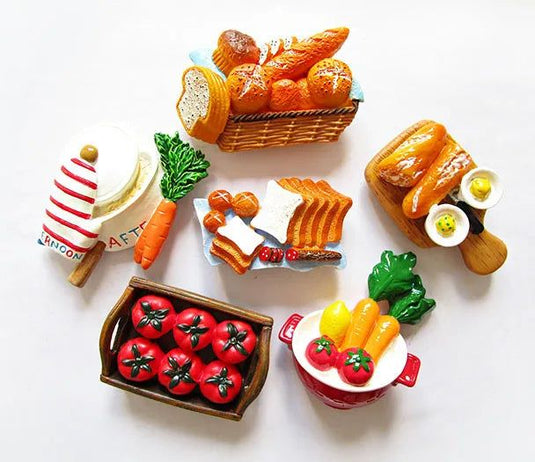 Japanes 3d Resin Simulation Food Refrigerator Magnetic Bread Vegetable Tomato Chopping Board Refrigerator stickers Kitchen Decor - Grand Goldman