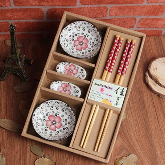 Japanese Ceramic Plate Chopsticks Tableware Set - Grand Goldman