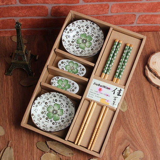 Japanese Ceramic Plate Chopsticks Tableware Set - Grand Goldman