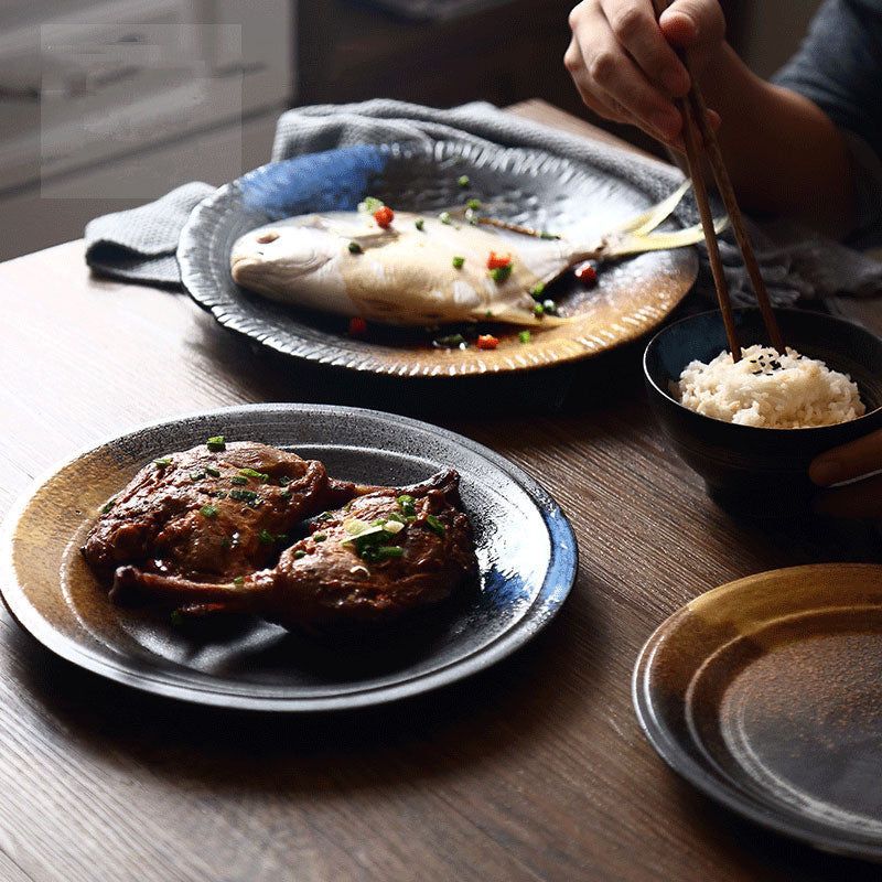 Japanese Ceramic Tableware Hotel Plate Fish Hand Painted Plate - Grand Goldman