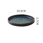 Japanese Creative Ceramic Kiln Becomes Retro Uneven Household Round Dish - Grand Goldman