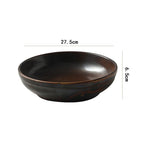 Japanese Creative Ceramic Kiln Becomes Retro Uneven Household Round Dish - Grand Goldman