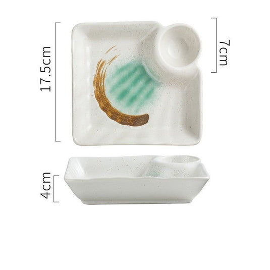 Japanese Creative Ceramic & Porcelain Dumpling Special Plate Comes With Vinegar Plate - Grand Goldman