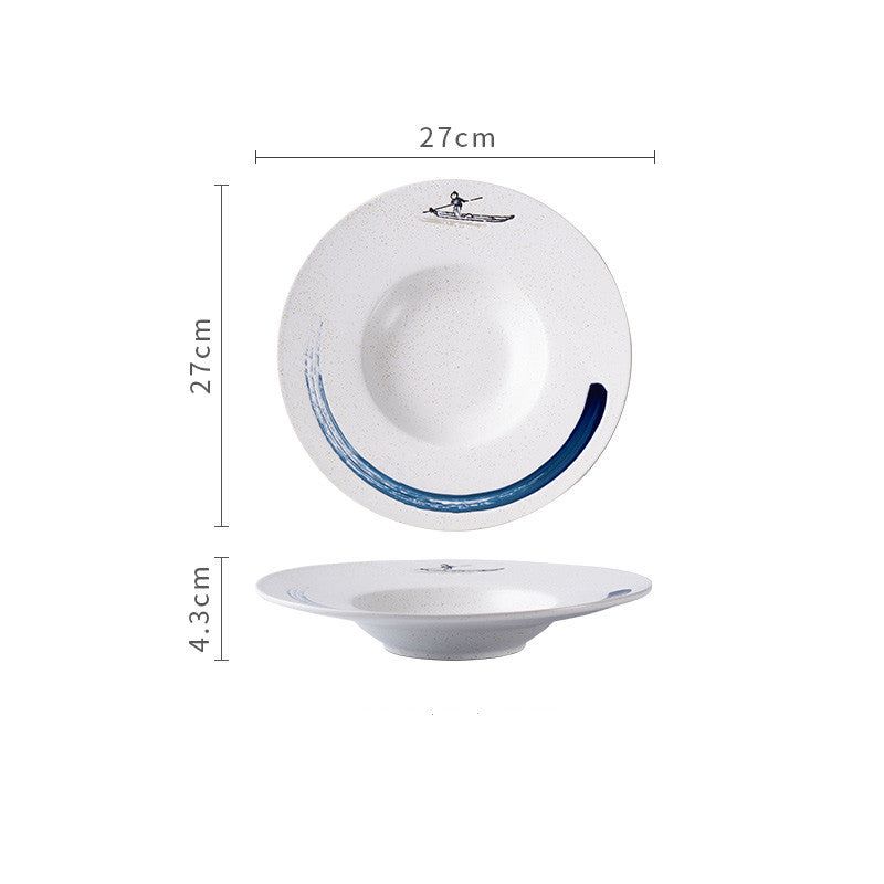 Japanese Creative Ceramic Soup Plate, Deep Dish, Pasta Dish, Western Dish, Household Round Dish - Grand Goldman