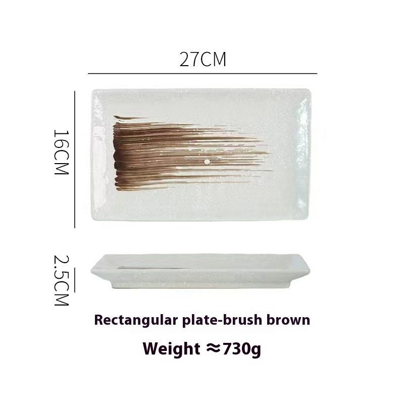 Japanese Style Ceramic Plate Rectangular Sushi Plate Plate Dish Household Hotel Tableware - Grand Goldman