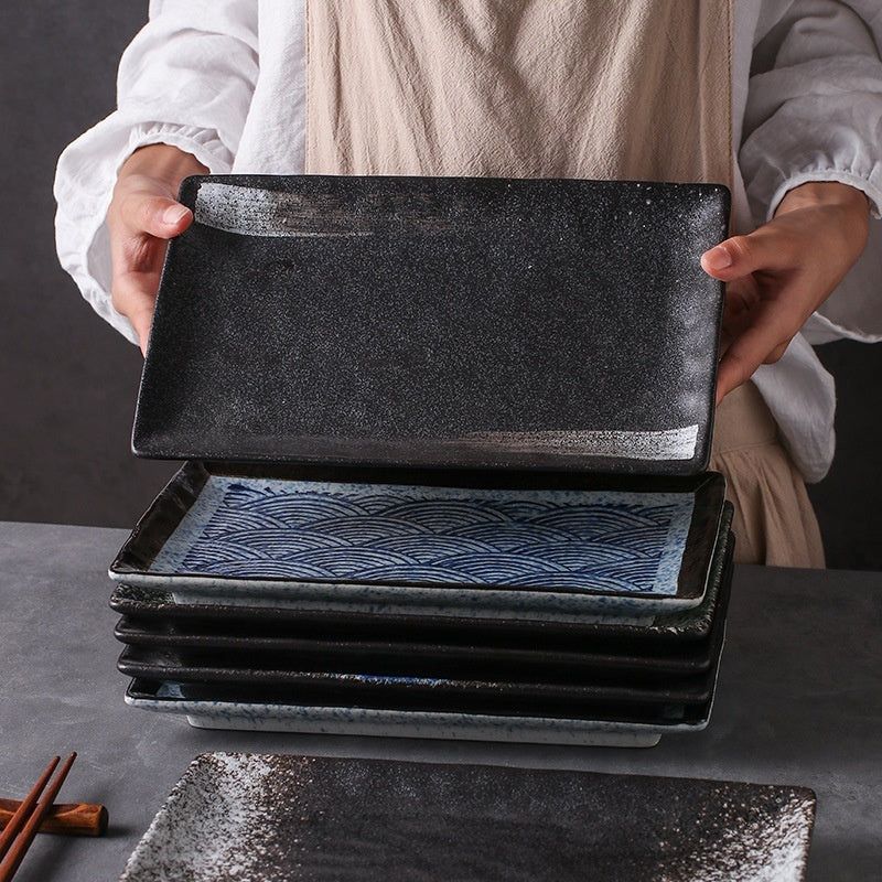 Japanese Style Ceramic Plate Rectangular Sushi Plate Plate Dish Household Hotel Tableware - Grand Goldman