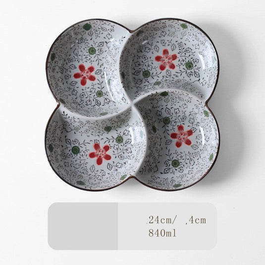 Japanese-Style Tableware Creative Ceramic Divider Dish Three Grid Rice Plate - Grand Goldman