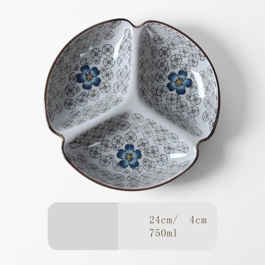 Japanese-Style Tableware Creative Ceramic Divider Dish Three Grid Rice Plate - Grand Goldman