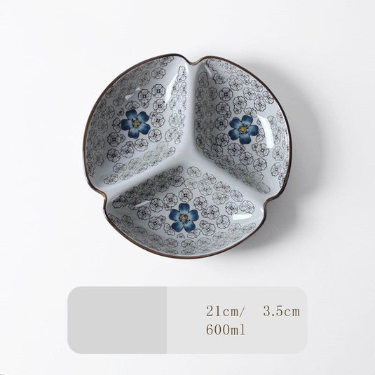 Japanese-Style Tableware Creative Ceramic Divider Dish Three Grid Rice Plate - Grand Goldman