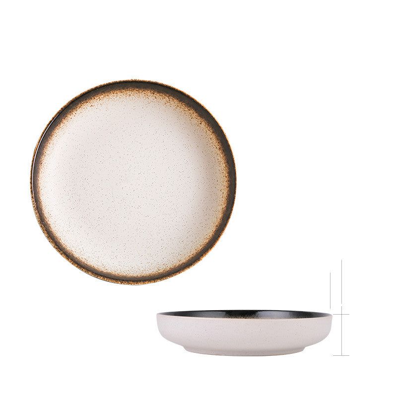Japanese-style Household Deep Mouth Dish Ceramic Large Soup Plate Creative Round - Grand Goldman