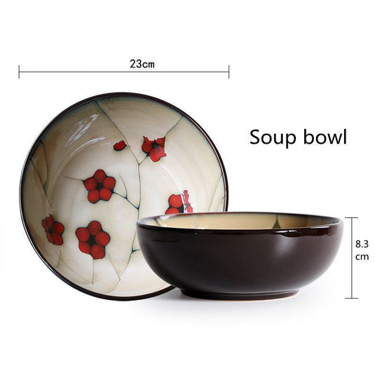 Japanese style flower ceramic household tableware set - Grand Goldman