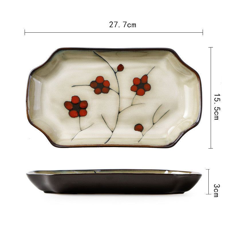 Japanese style flower ceramic household tableware set - Grand Goldman