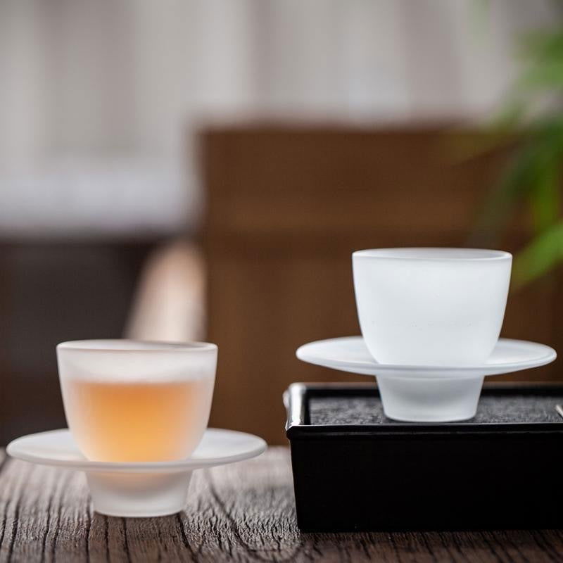 Japanese-style Atomized Glass Tea Cup Plate Combination - Grand Goldman
