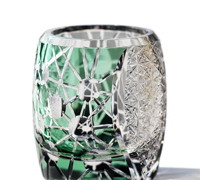 Japanese-style Edo Cut Hand Carved Crystal Glass Whisky Tumbler Mild Luxury Retro - Grand Goldman