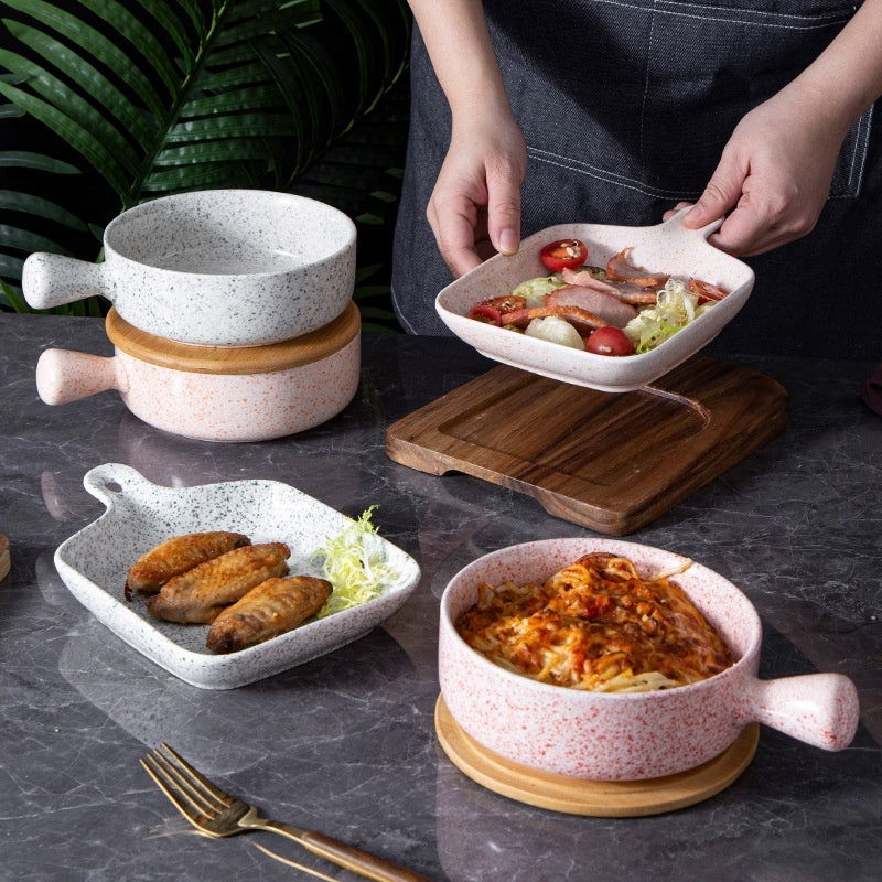 Japanese-style Set Handle Handle Plate Salad Bowl - Grand Goldman