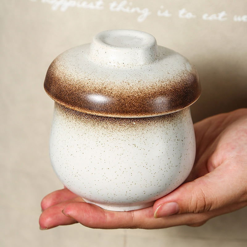 Japanese-style Small Ceramic Pot Steamed Egg Bowl With Lid - Grand Goldman
