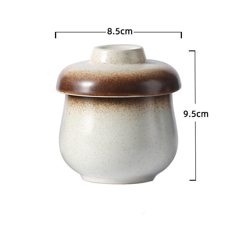 Japanese-style Small Ceramic Pot Steamed Egg Bowl With Lid - Grand Goldman