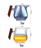 Japanese-style Wooden Handle Glass Fair Cup Transparent Shell Color Bodhi Tea Dispenser - Grand Goldman