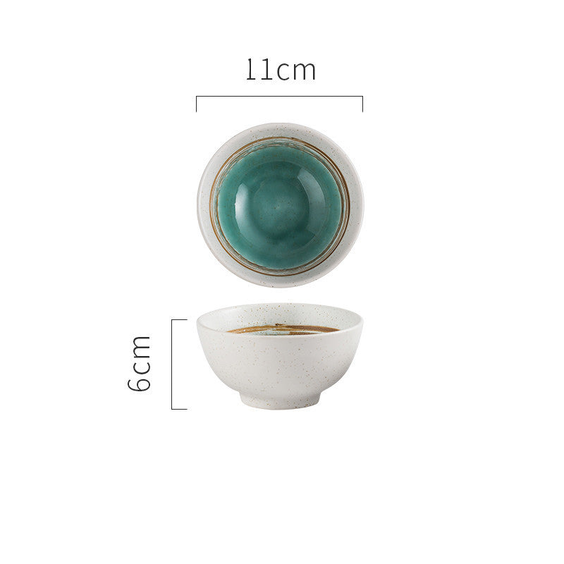 Japanese Bowl 4.5 Rice Bowl Ceramic  Small  Rice Bowl Soup Restaurant Spoon Plate Tableware Set - Grand Goldman