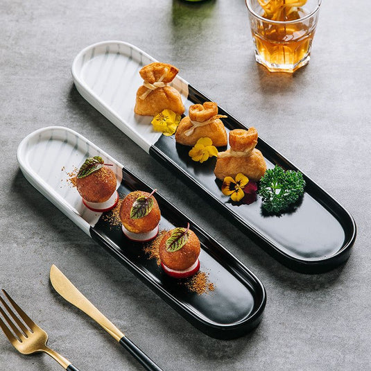 Japanese Ceramic Long Plate Household Dessert Tableware - Grand Goldman