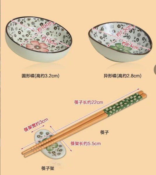Japanese Ceramic Plate Chopsticks Tableware Set - Grand Goldman