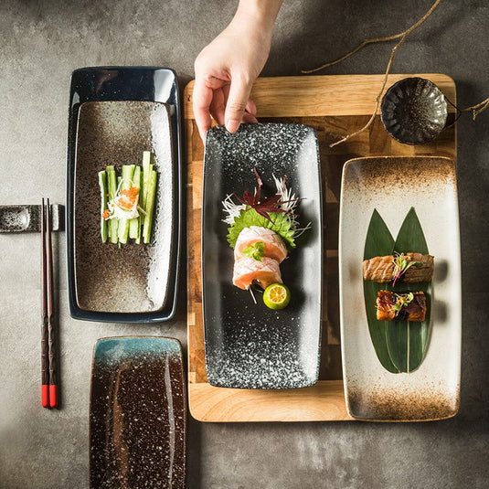 Japanese Ceramic Plates Sushi Dish Tableware Tray Cutlery - Grand Goldman