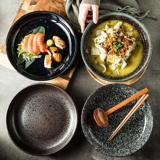 Japanese Ceramic Plates Sushi Dish Tableware Tray Cutlery - Grand Goldman