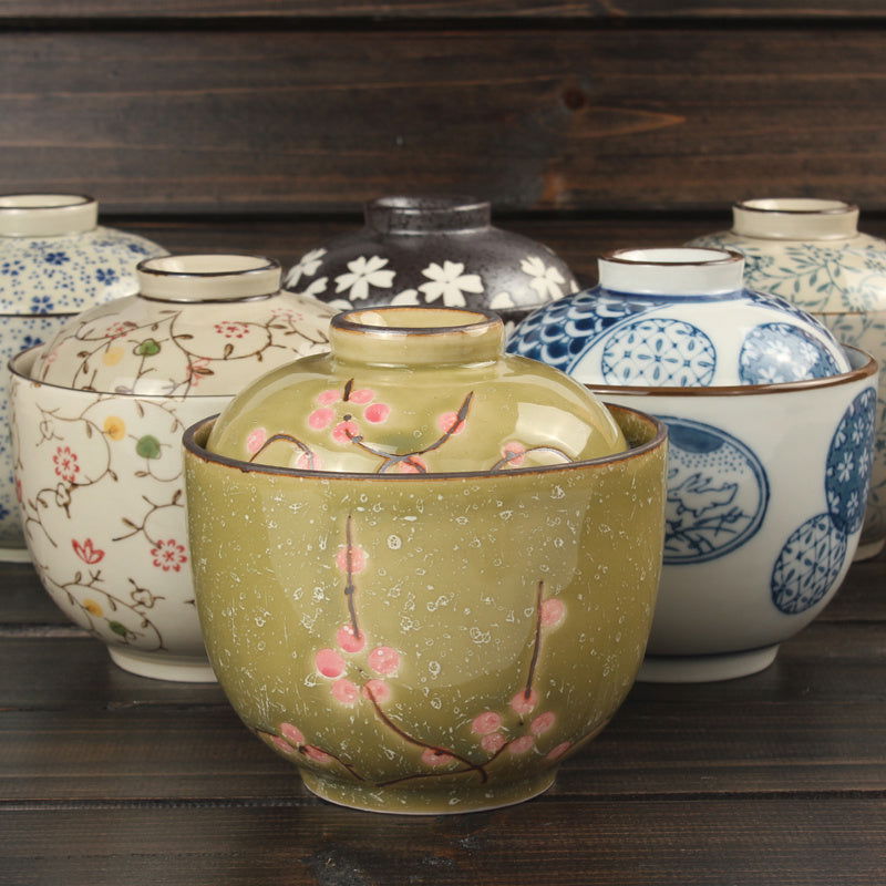 Japanese Ceramic Rice Bowl With Lid Preservation Cup - Grand Goldman