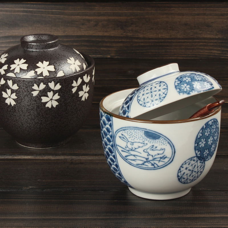 Japanese Ceramic Rice Bowl With Lid Preservation Cup - Grand Goldman