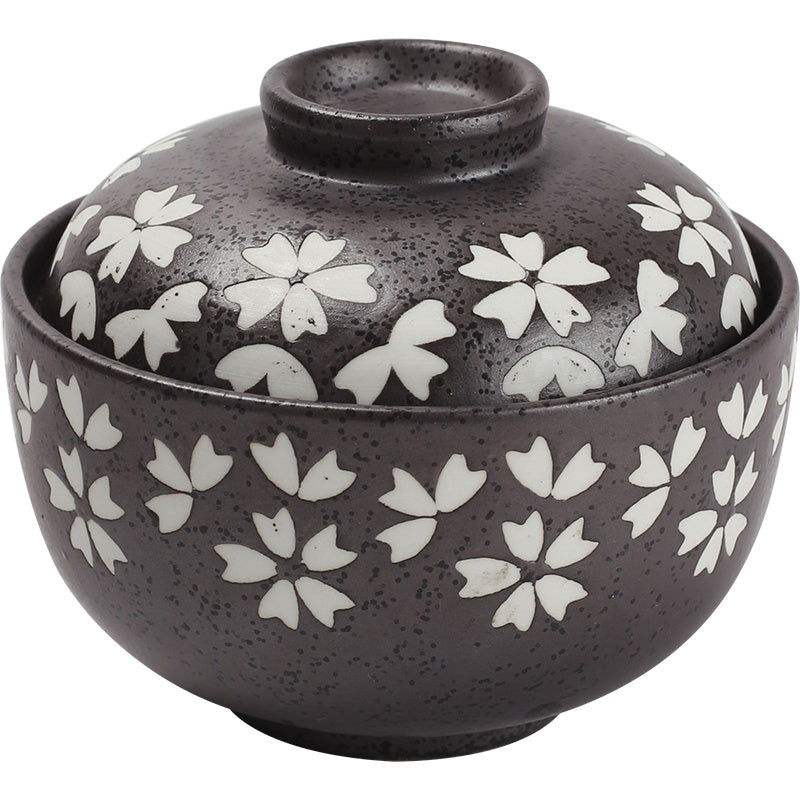 Japanese Ceramic Rice Bowl With Lid Preservation Cup - Grand Goldman
