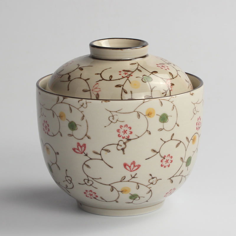 Japanese Ceramic Rice Bowl With Lid Preservation Cup - Grand Goldman