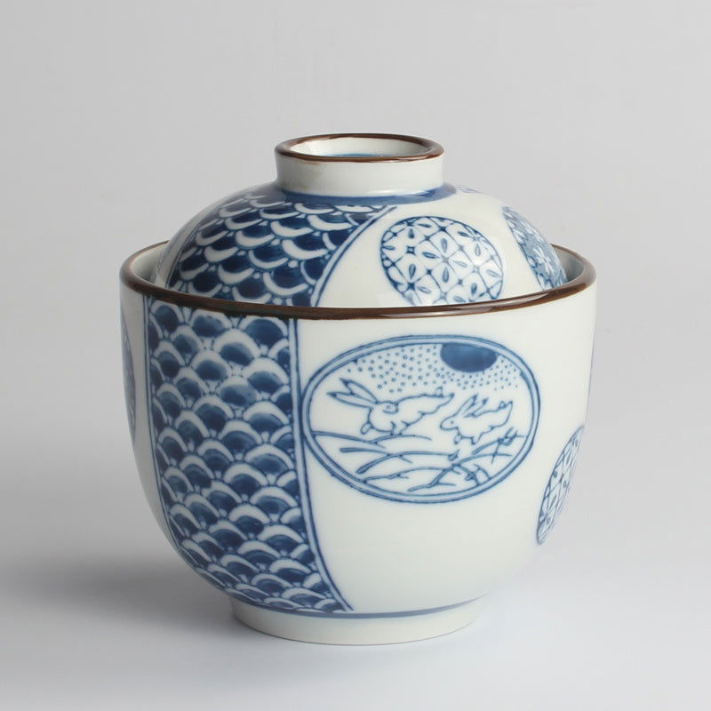 Japanese Ceramic Rice Bowl With Lid Preservation Cup - Grand Goldman