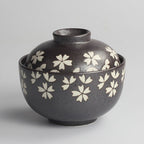 Japanese Ceramic Rice Bowl With Lid Preservation Cup - Grand Goldman