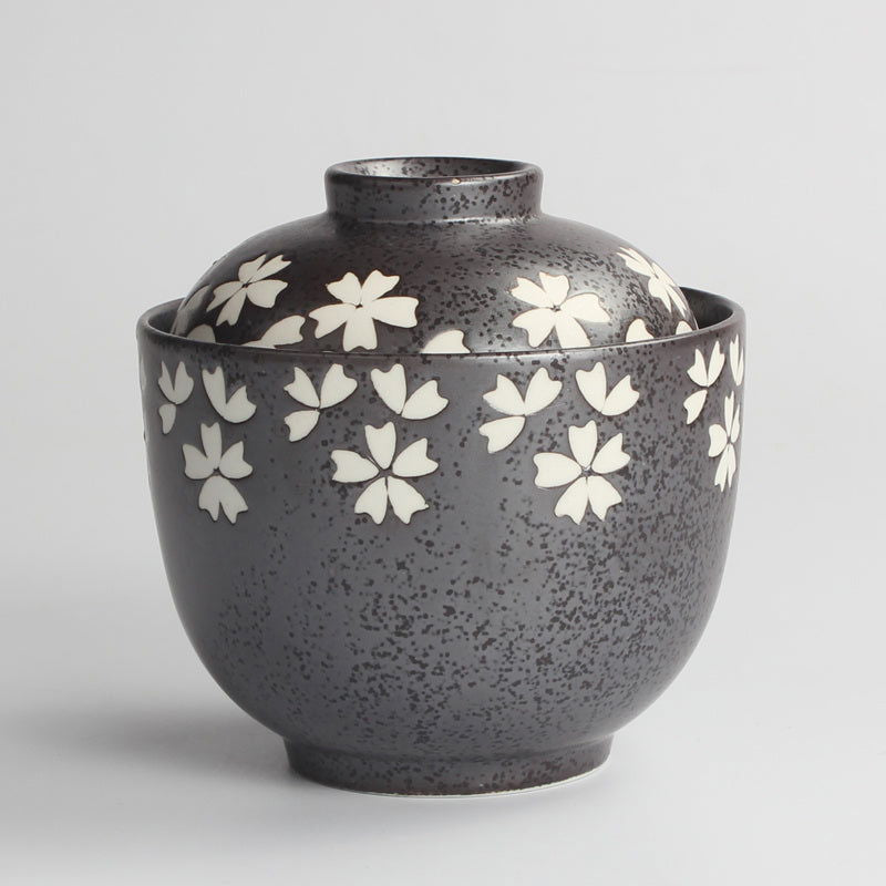 Japanese Ceramic Rice Bowl With Lid Preservation Cup - Grand Goldman