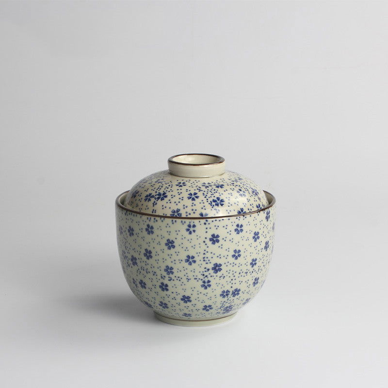 Japanese Ceramic Rice Bowl With Lid Preservation Cup - Grand Goldman
