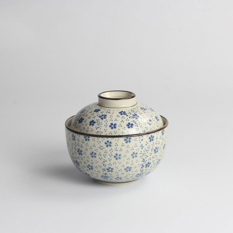 Japanese Ceramic Rice Bowl With Lid Preservation Cup - Grand Goldman
