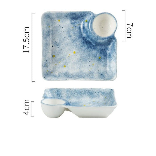 Japanese Creative Ceramic & Porcelain Dumpling Special Plate Comes With Vinegar Plate - Grand Goldman