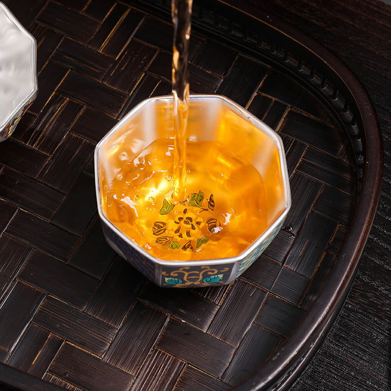 Japanese Enamel Color Silver Plated Tea Cup Ceramic Cup Master Cup Tea Cup Jianzhan Kung Fu Tea Set - Grand Goldman
