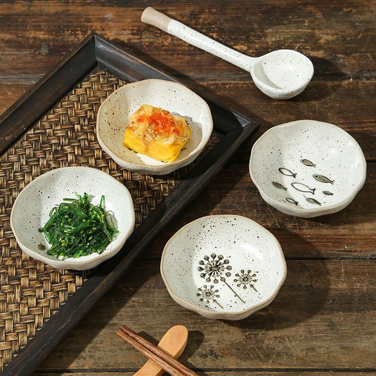 Japanese Household Dish Ceramic Condiment Saucer - Grand Goldman