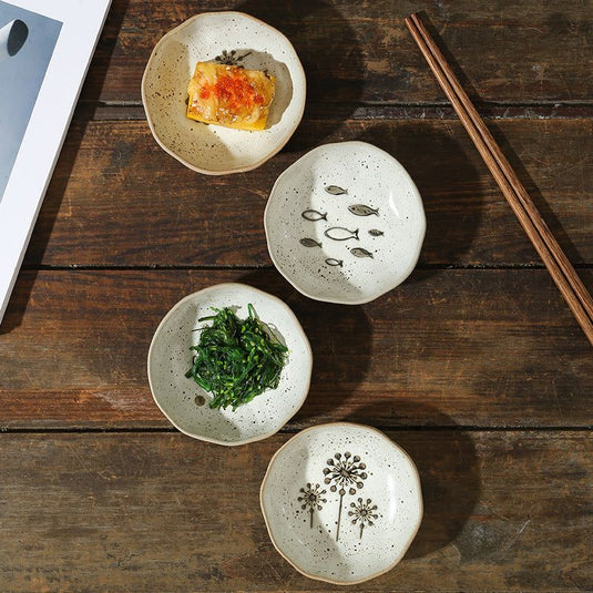 Japanese Household Dish Ceramic Condiment Saucer - Grand Goldman
