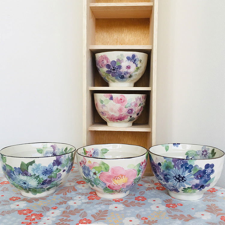 Japanese Mino-yaki Handmade Home Multicolored Ceramic Rice Bowl Soup - Grand Goldman